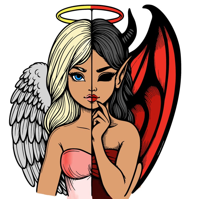 realistic angel half demon