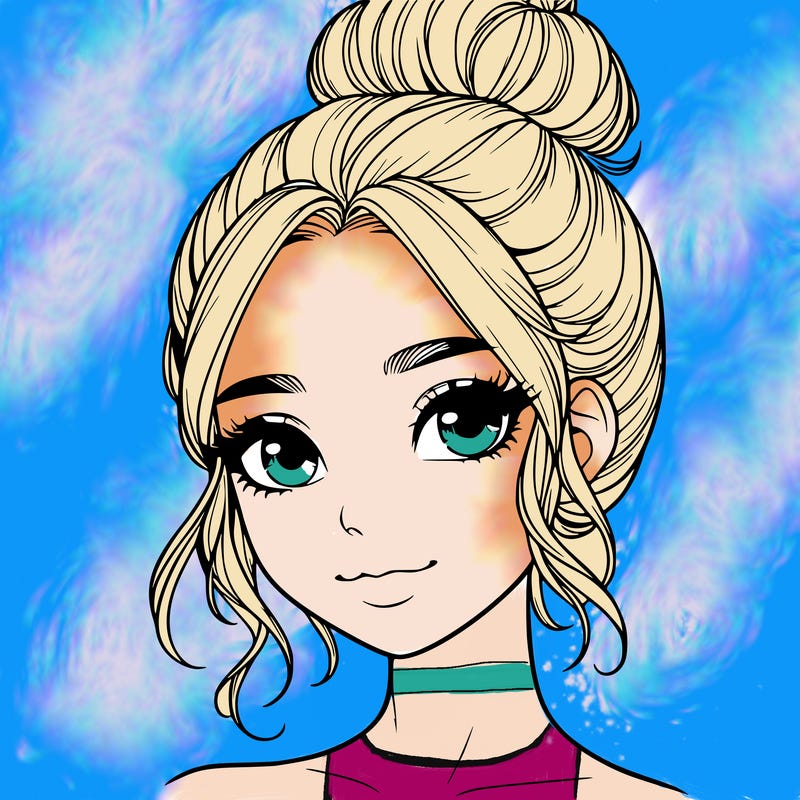 realistic pretty girl with hair in bun
