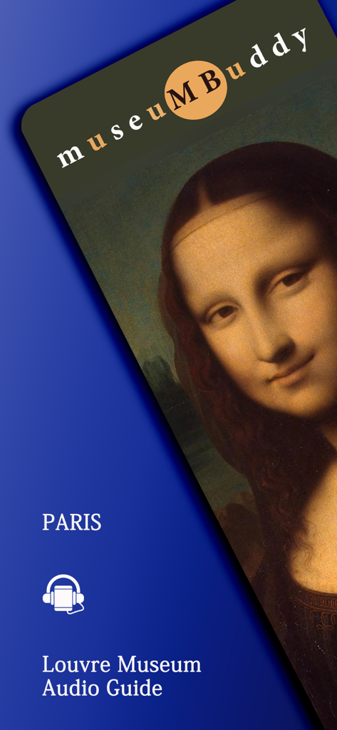 Audio Guide Louvre Museum - Louvre Museum Audio Guide app promotional screen featuring the Mona Lisa