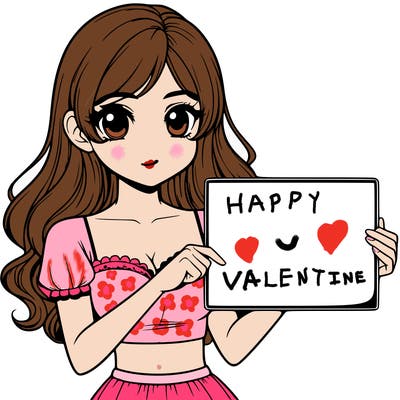 realistic pretty girl holding blank sign