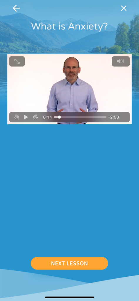 Unwinding Anxiety - 불안 해소 앱에서 Judson Brewer 박사가 등장하는 '불안이란 무엇인가'라는 제목의 비디오 레슨.