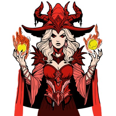 realistic evil sorceress fantasy chaos