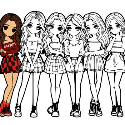 a group of girls realistic