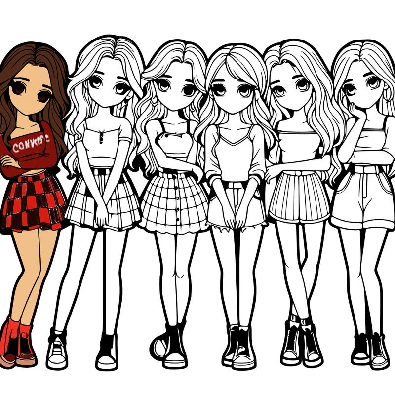 a group of girls realistic