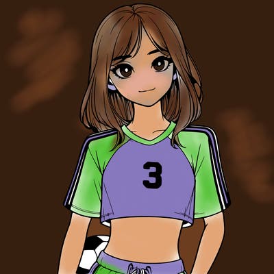 realistic girl wearing soccer jersey