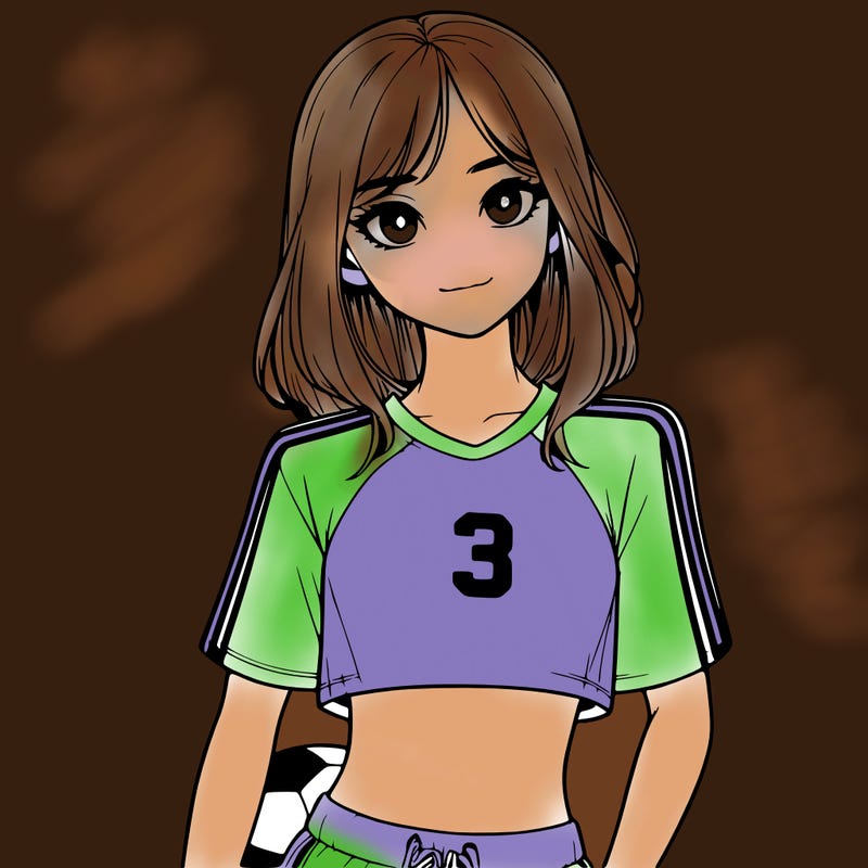 realistic girl wearing soccer jersey