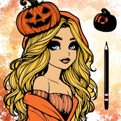 realistic  girl with  a halloween themed look