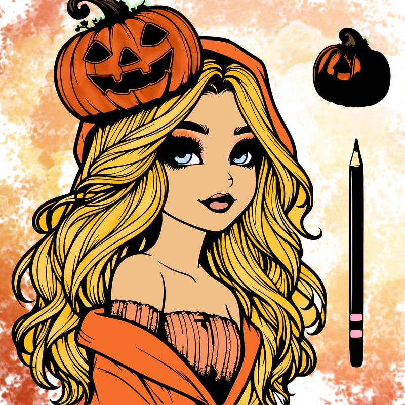 realistic  girl with  a halloween themed look