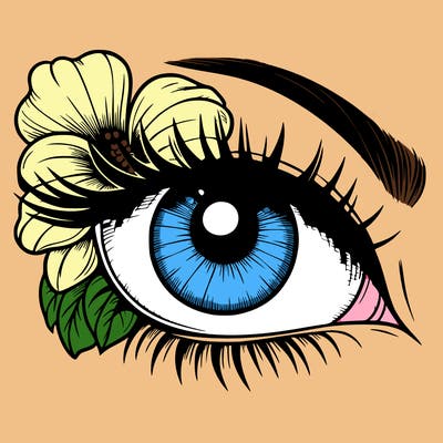 realistic eye with flower