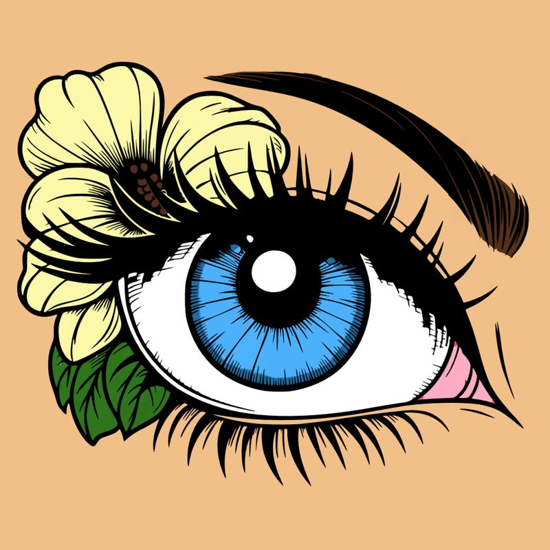 realistic eye with flower
