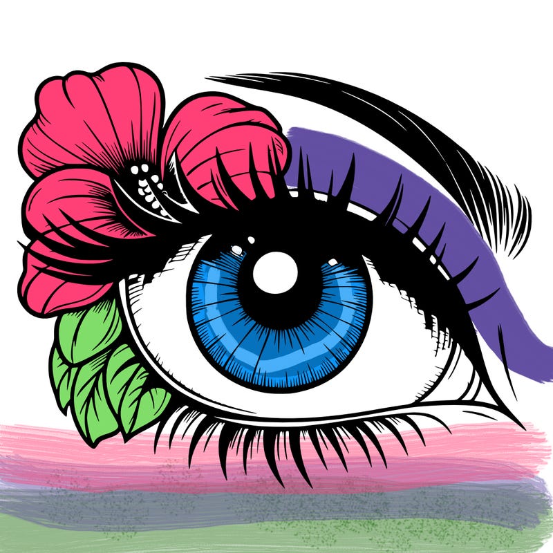 realistic eye with flower