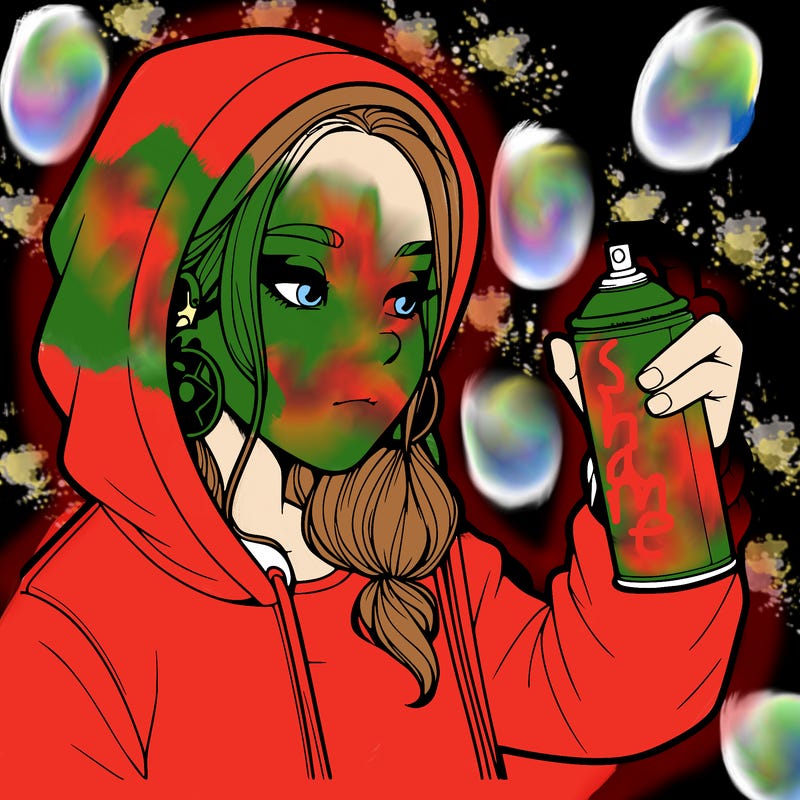 a realistic girl, spray painting