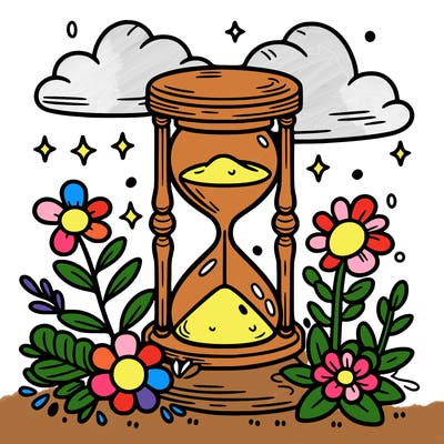 hourglass and flowers