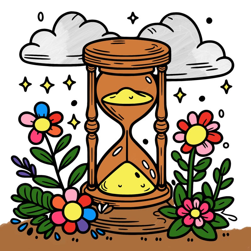 hourglass and flowers