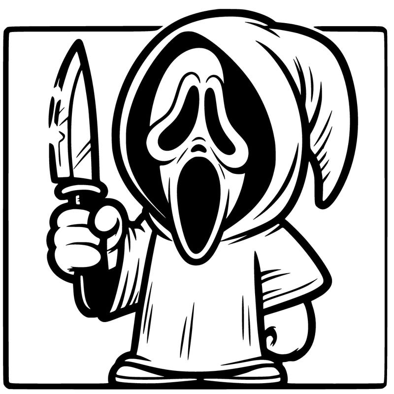 scream ghostface holding a knife
