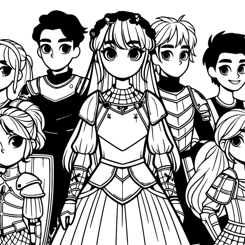 five girls one in armer and three boys