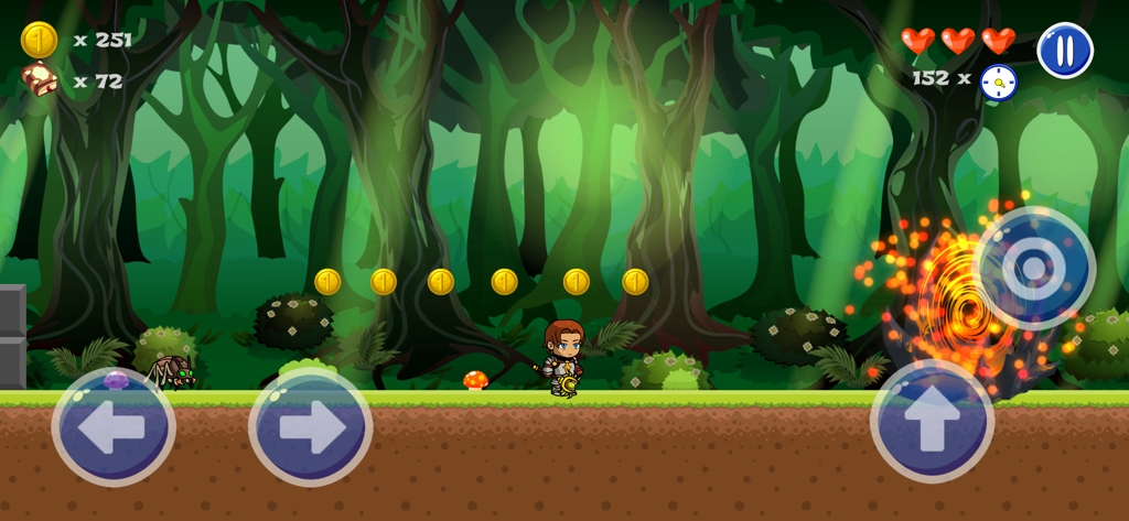Wizard's World - Gameplay screenshot of Wizards World showing a character in a forest level