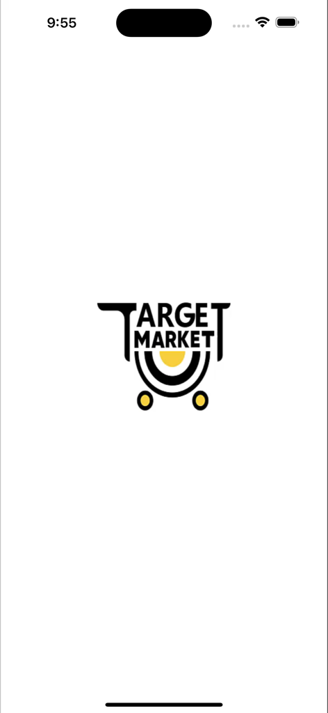 Target Application - Splash screen of the Target Market app showing its stylized shopping cart logo.