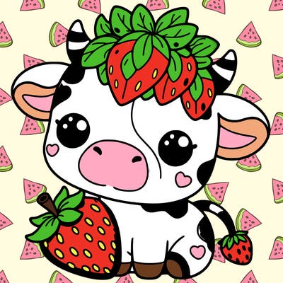 cute strawberry cow