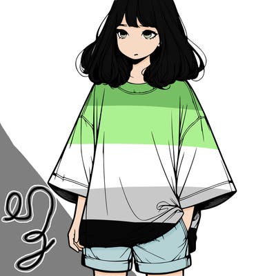 realistic girl with big t shirt and shorts