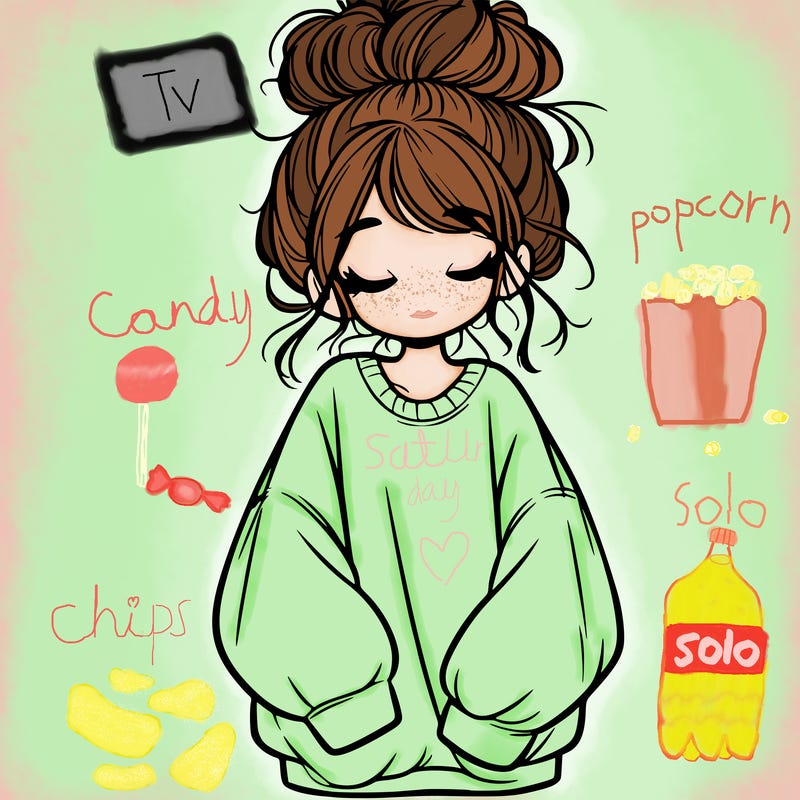 girl with baggy sweatshirt and messy bun