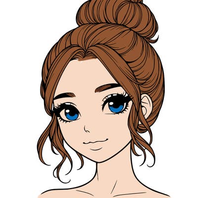 realistic pretty girl with hair in bun