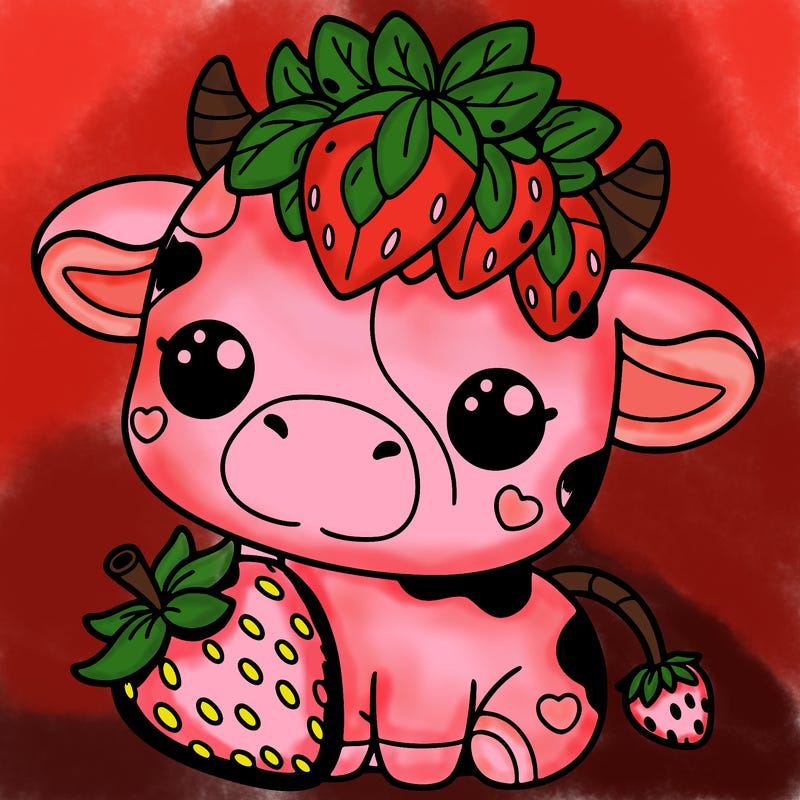 cute strawberry cow