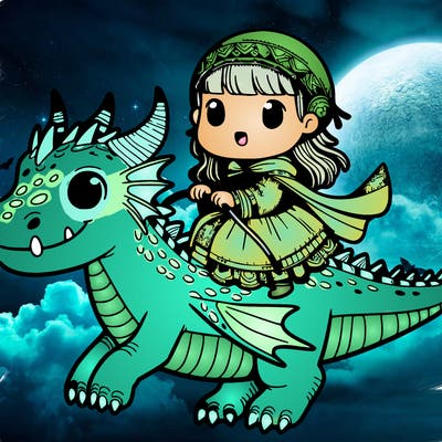 girl riding a dragon