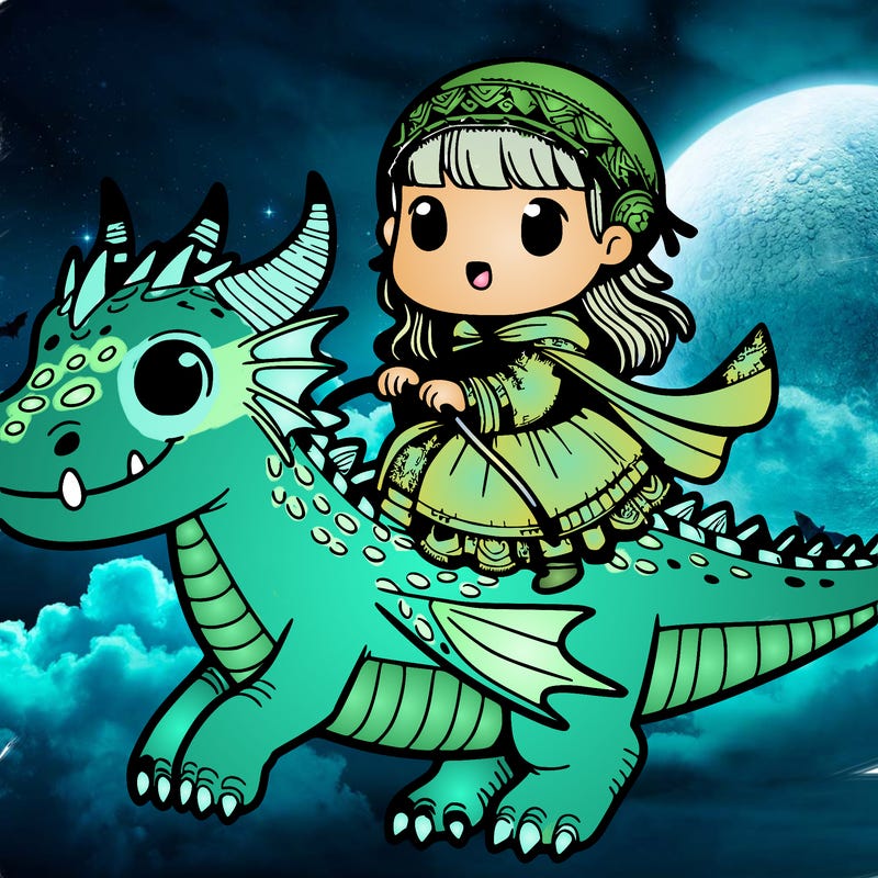 girl riding a dragon