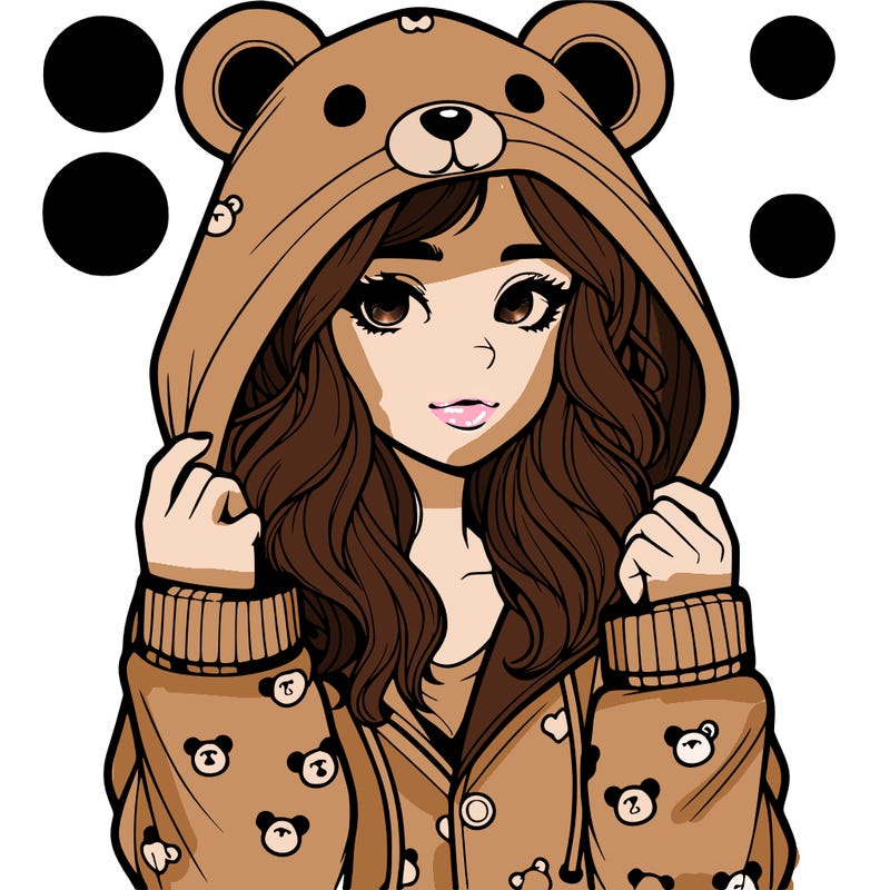 realistic girl in a animal pjs hoodie