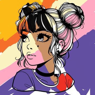 realistic girl with spacebuns