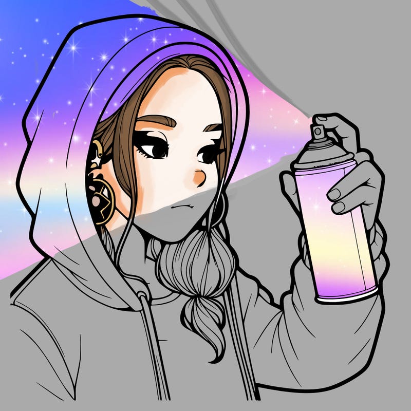 a realistic girl, spray painting