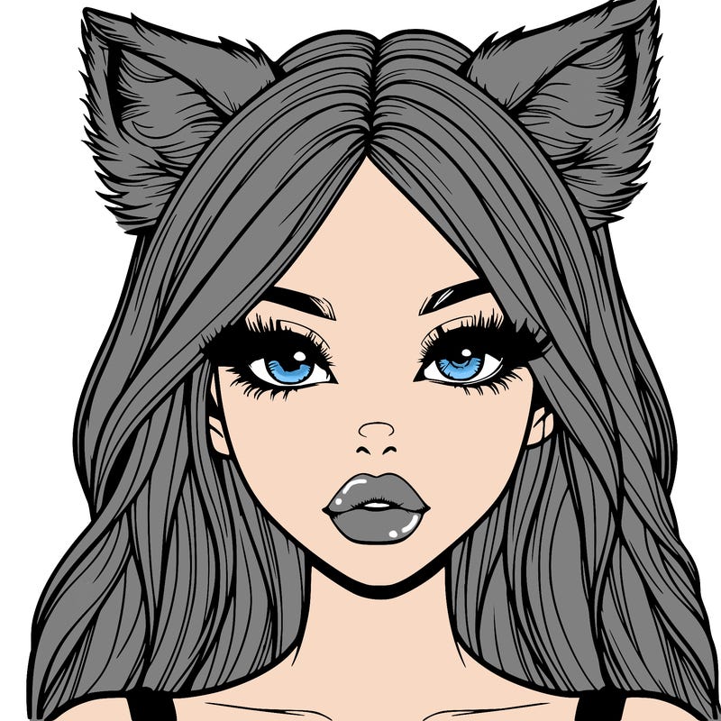 realistic girl with fox ears and realistic lips