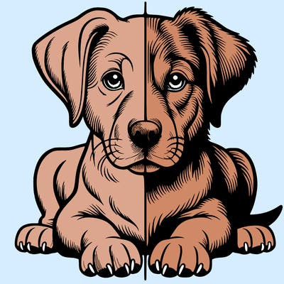 realistic dog split picture