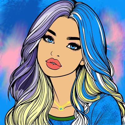 realistic girl with hair on her hair and lips