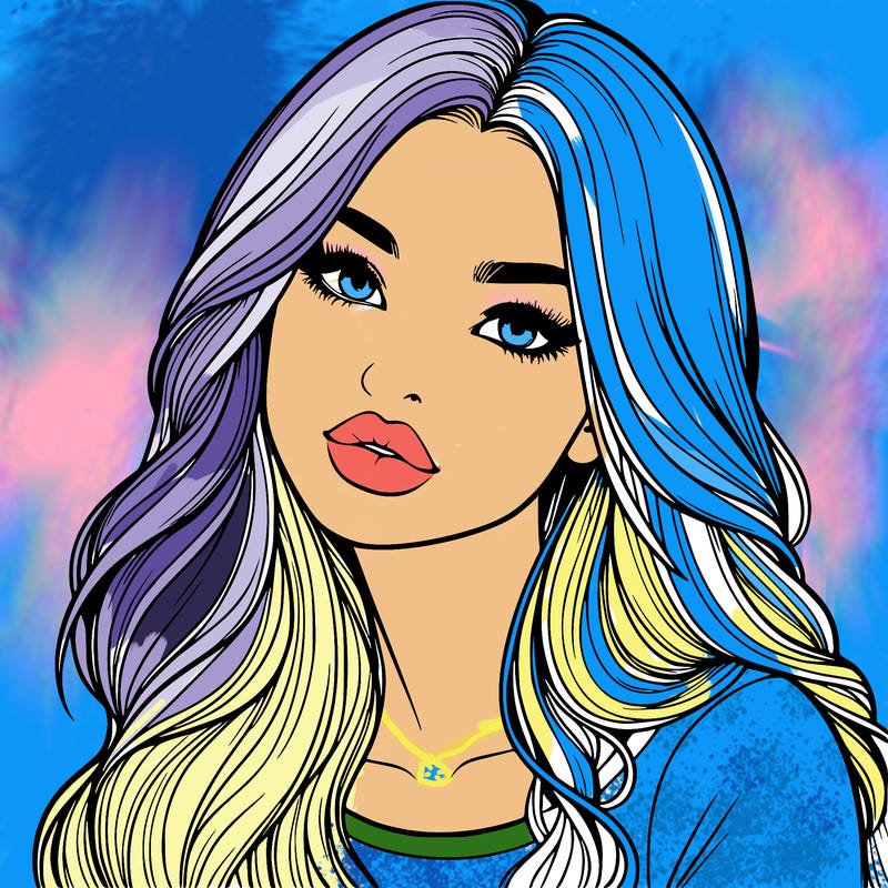 realistic girl with hair on her hair and lips