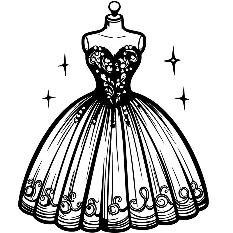 extravagant ball gown on mannequin