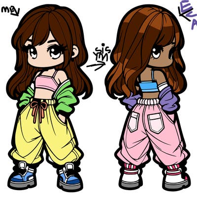 girl in crop top and baggy pants