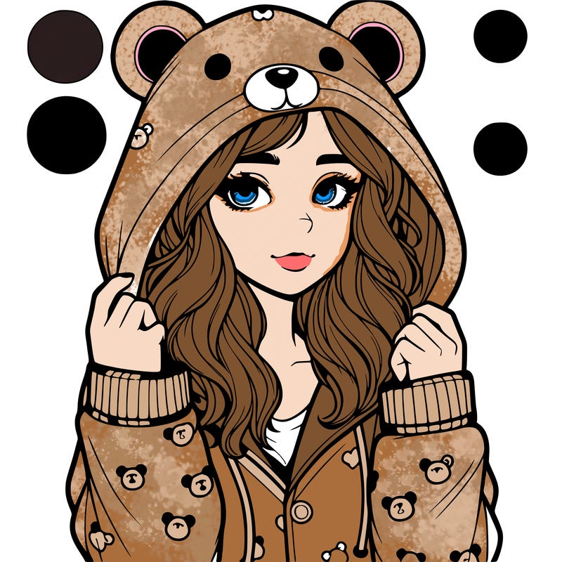 realistic girl in a animal pjs hoodie