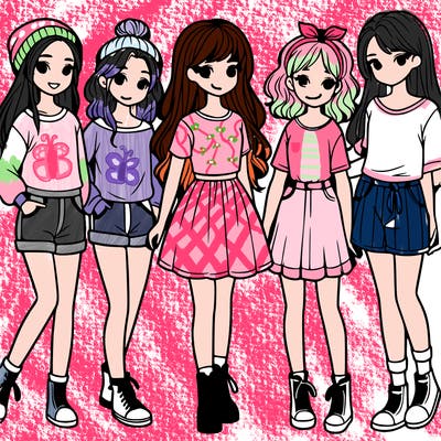 a group of five girls