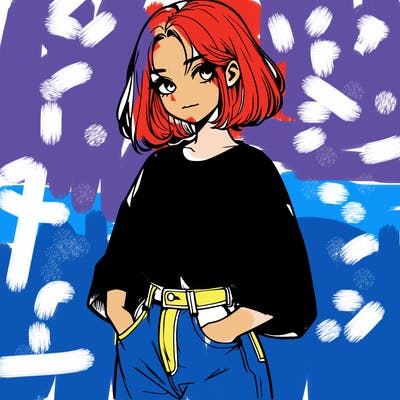 realistic girl with baggy shirt