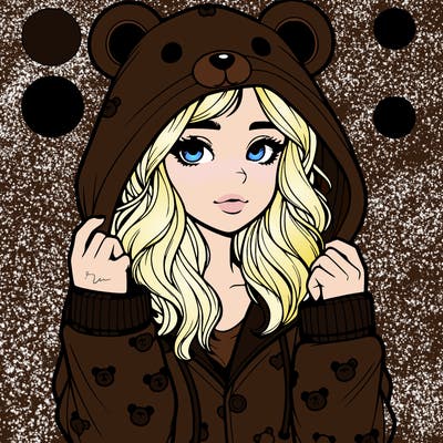 realistic girl in a animal pjs hoodie