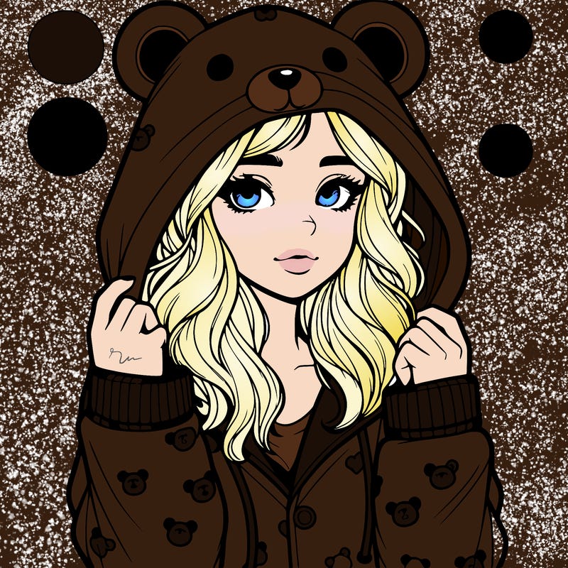 realistic girl in a animal pjs hoodie