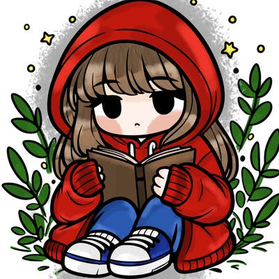 girl in oversized hoodie reading a book