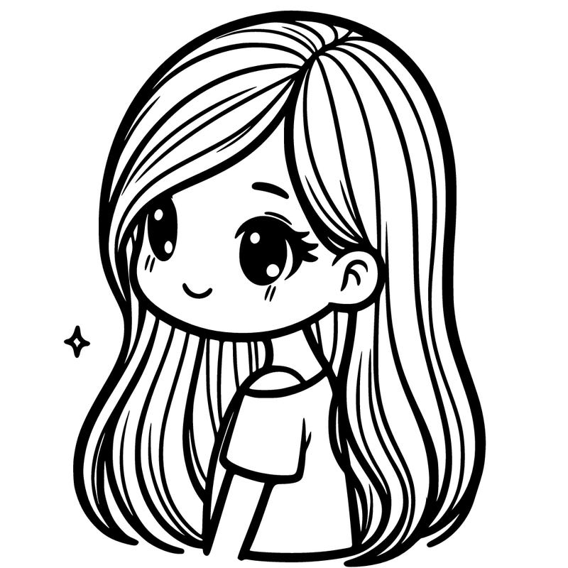 a girl with long hair