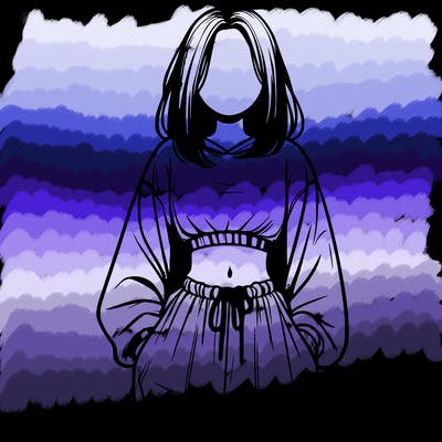 realistic girl faceless with baggy pants and a crop top