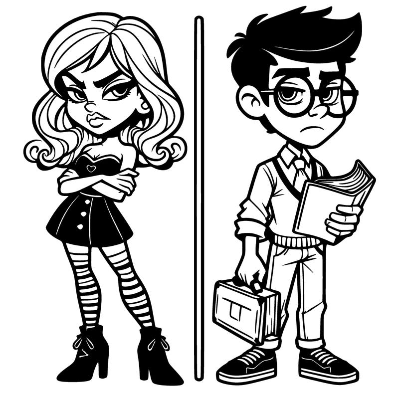 can you make a spilt half  one side is a mean girl and the other side is a nerd