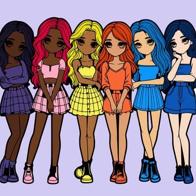 a group of girls realistic