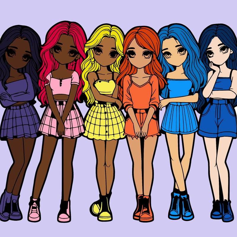 a group of girls realistic