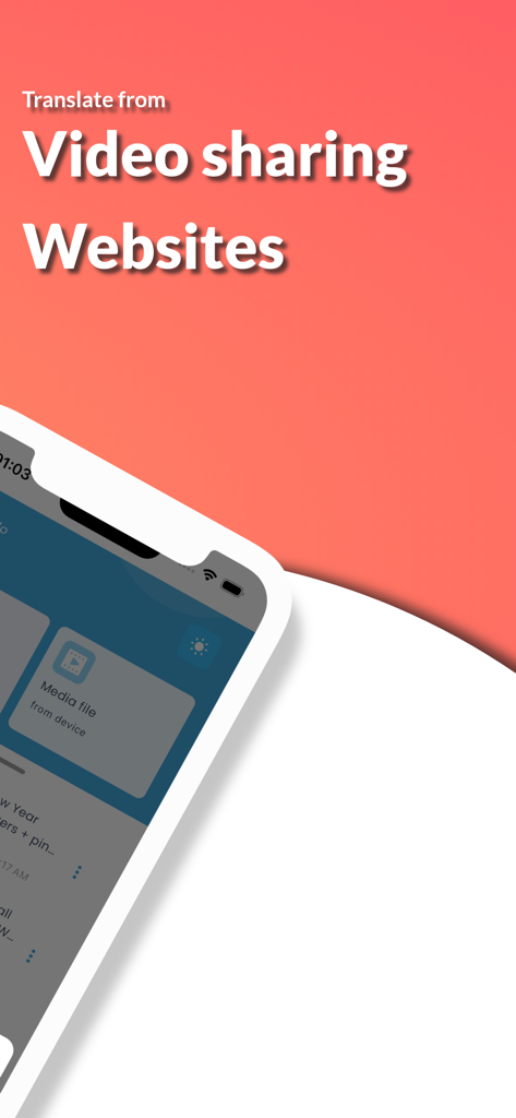 Subai - Subai mobile app interface highlighting the feature to translate content from video sharing websites.